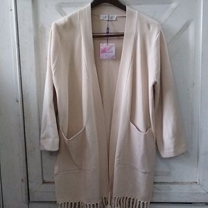 NWT Chicwish Tassel Trimmed Beige Cardigan